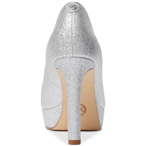 Michael Michael Kors Women Size 9M Silver Glitter Leather Chantal Platform Pump - Picture 4 of 7